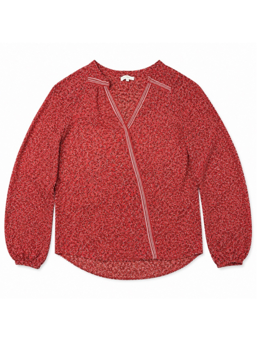 Max Studio Red Floral Boho Blouse Women’s Small Long Sleeve V Neck Tunic Top
